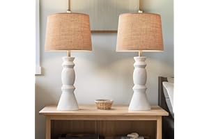 Oneach 25.75'' Farmhouse Ceramic Table Lamp for Living Room White Bedside Lamps Office White Table Lamp Set of 2 for Bedroom Retro Nightstand Lamp End Table Lamps