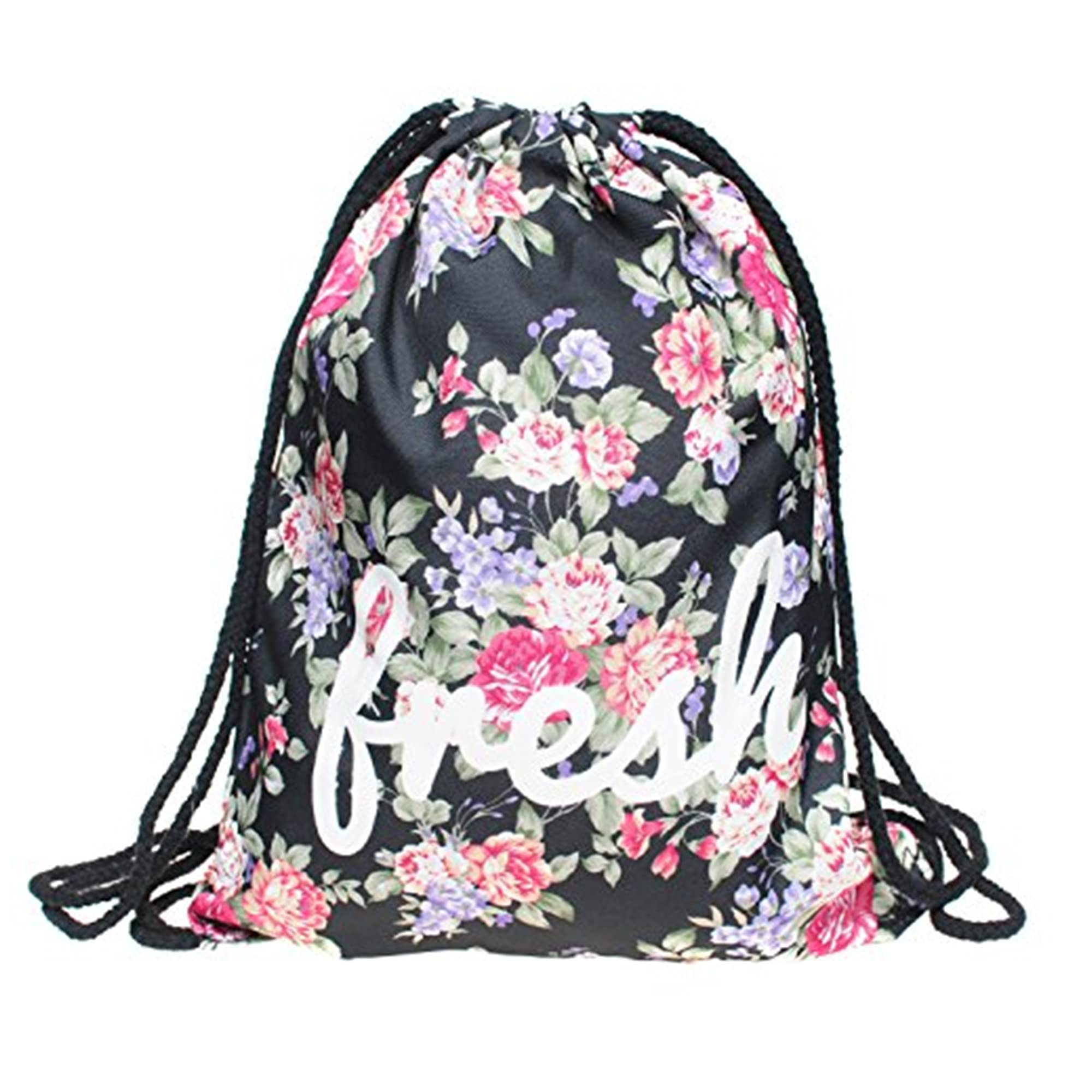 Fresh Gym Bag Gymsack Flower Floral Design Bag Pouch Jute Bag