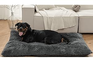 Auemtyn Large Dog Bed, Jumbo Size, Faux Fur and Polyester, Anti-Slip Design, Washable, 54"x37"x4"