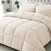 JOLLYVOGUE Twin Comforter Set, Ultra-Soft Bed in a Bag Twin Size 5 Pieces, Oeko-TEX Certified Bedding Set with Down Alternative Comforter, Sheets, Pillowcases & Shams, Beige