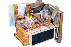 MAYBEE Beehive Starter Kit 10-Frame Bee Boxes and Frames Starter Kit Wax Coated Bee Hives and Supplies Starter Kit Including Beekeeping Tools Kit with Beekeeping Veil