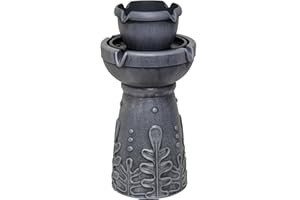 BERNINI FOUNTAINS Bernini Trapani 8-Spout Cordless Water Fountain, Battery Powered Water Fountain with Dual Style for Garden, Patio, Porch, and Home, Outdoor Water Fountain Tower and Planter for Backyard, Dark Slate