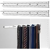 Blulu 2 Pcs 13.8'' Sliding Tie Rack Hangers for Closet, 25 Tie Each, Silver | Includes 2 Silver 13.8 Inch Metal Racks with 25 Hooks Each and 12 Screws; Full-extension Ball-bearing Slides for Easy Access