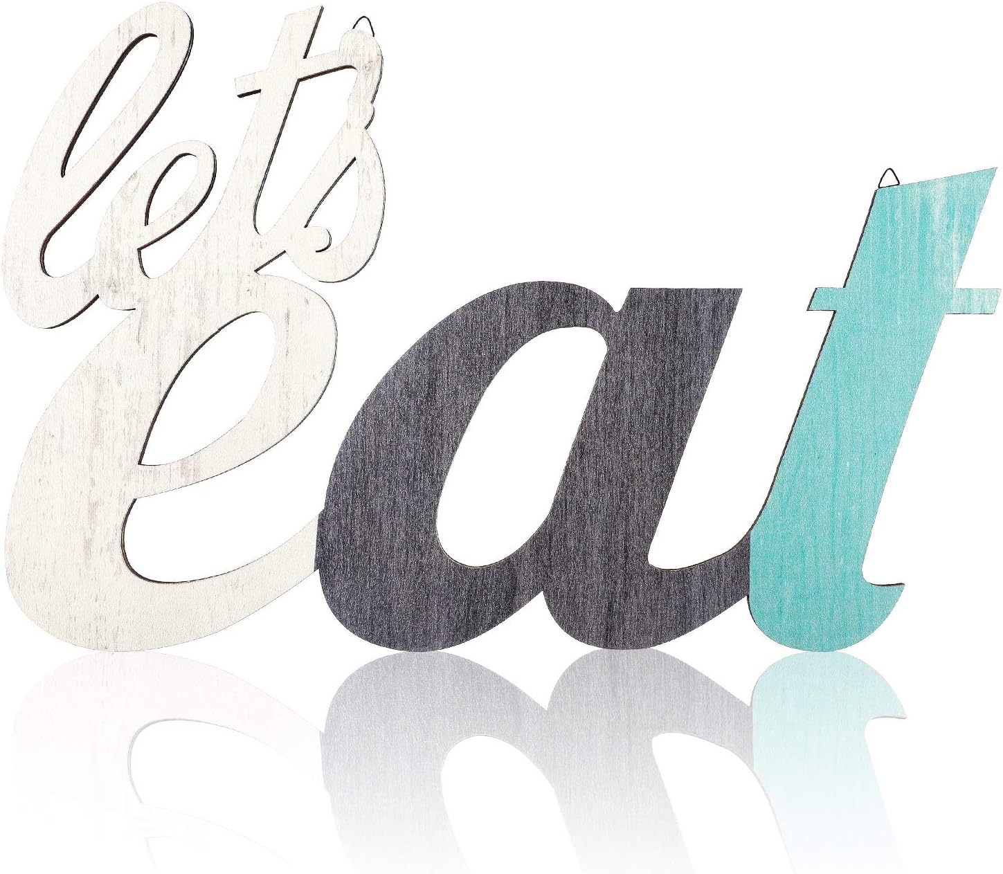 Rustic Let's Eat Sign Wooden Kitchen Wall Decor Farmhouse Wall Hanging Decoration Decorative Hanging Wooden Let's Eat Wall Sign for Home Kitchen Dining Living Room Bar Cafe Restaurant