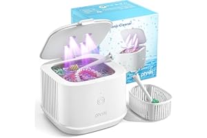 Ultrasonic Retainer Cleaner, Phniti 48kHz Professional Ultrasonic Cleaner Machine for Retainers, Jewelry, Dentures, Mouth Guard, Aligner, Toothbrush Heads, 13OZ Portable Dental Cleaning-White