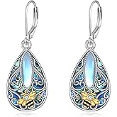 Dragonfly Filigree Earrings Sterling Silver Teardrop Abalone Shell Drop Dangle Earrings Filigree Leverback Earrings Jewelry