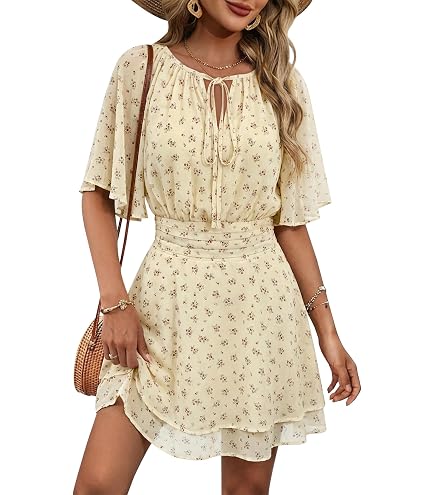 Women's Lace Crochet Romper Dress with Built-in Shorts,V Neck Batwing Sleeve Mini Dresses Crochet Romper Dress (Small,Black) : Clothing, Shoes & Jewelry