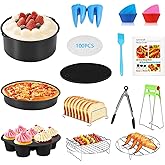 14pcs Air Fryer Accessories Kit with Recipe Cookbook, Air Fryer Liners for Growise Phillips Cozyna Fits All 3.7QT - 6.8QT Air