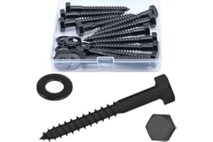 JROUTH 5/16 x 2-1/2" (12 Set) Hex Lag Screws, Hex Lag Bolts Heavy Duty Wood Screws Washers Assortment Kit Stainless Steel 18-8 (304)