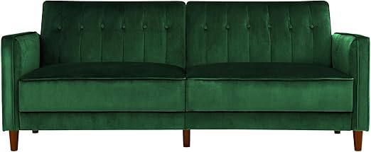 Amazon Com Dhp Ivana Tufted Futon Green Velvet Kitchen Dining