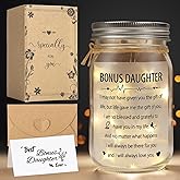 Splendest Bonus Daughter Mason Jar Night Light, Bonus Daughter Birthday Gifts from Stepmom, Step Daughter Gifts, Gifts for Daughter in Law