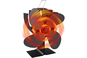 drtulz Wood Stove Fan Fireplace 4 Blade Heat Powered Stove Fans for Woods Log Wood Burner Fireplace Eco Friendly Fan for Home
