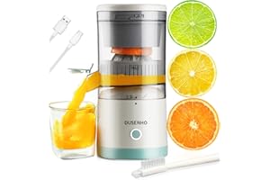 DUSENHO Citrus Juicer Machines Rechargeable - Portable Juicer with USB and Cleaning Brush for Orange, Lemon, Grapefruit