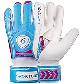 Sportout Goalkeeper Gloves with Fingersave, Breathable Soccer Goalie Gloves, 4mm Latex, for Kids, Youth and Adult