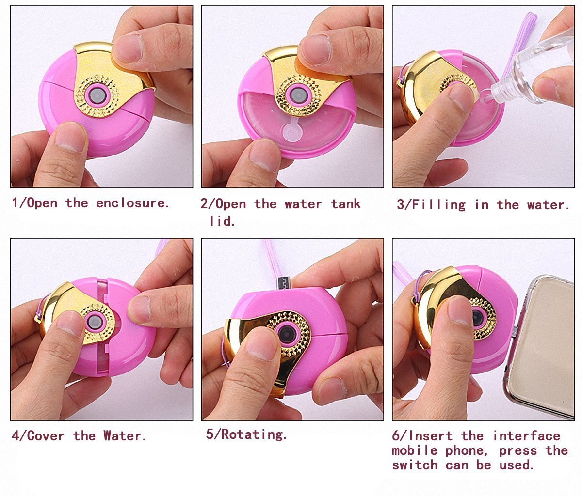 Mini facial sauna for phone,Humidifier Cell Phone Beauty Mist Spray Diffuser, Portable Mobile Phone Filling Water Meter for iPhone7/7plus/ 5/5s/5c/6/6s Plus/SE (Blue)