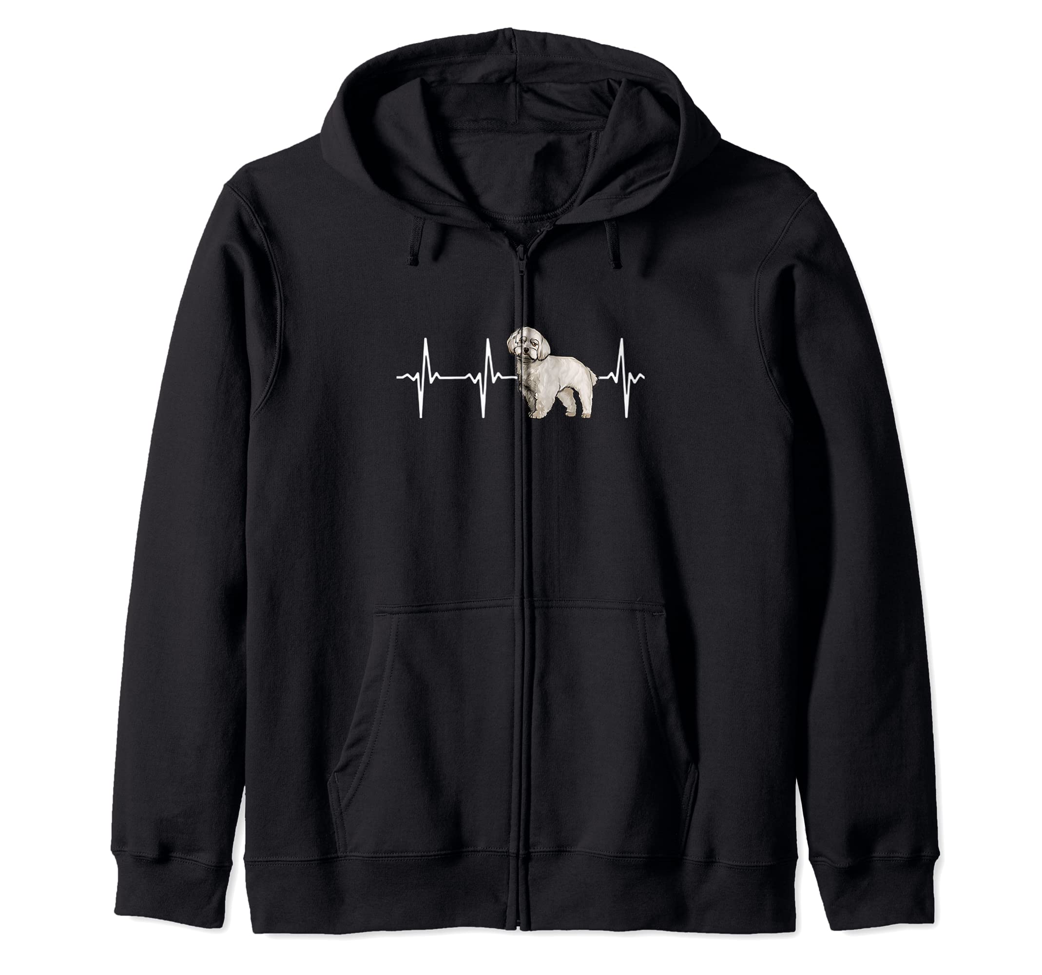 Maltese Heartbeat Love My Dog Zip Hoodie