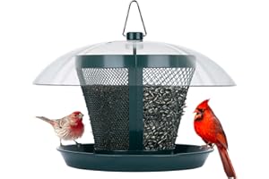 Kingsyard Bird Feeder for Outside, Dual-Use Metal Mesh Wild Bird Feeder with Weatherproof Dome Dual, 2.5 lbs Seed Capacity for Finch Cardinal