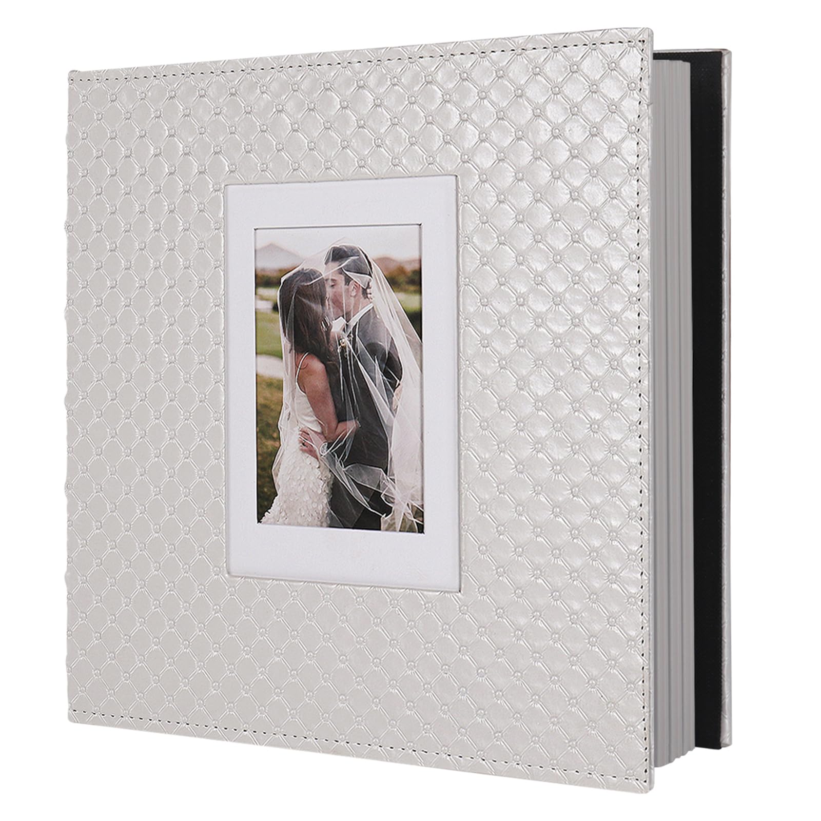 RECUTMS 60 Pages DIY Photo Album PU Leather Cover Children's Illustrated Photo Album Family Pictures Any Size Scrapbook Album (White)