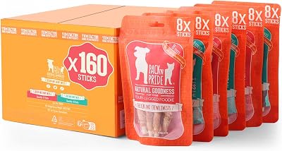 PACK'N PRIDE Dog Chewy Twists 20 Pack 90g Real Meat Winded Chicken & Duck
