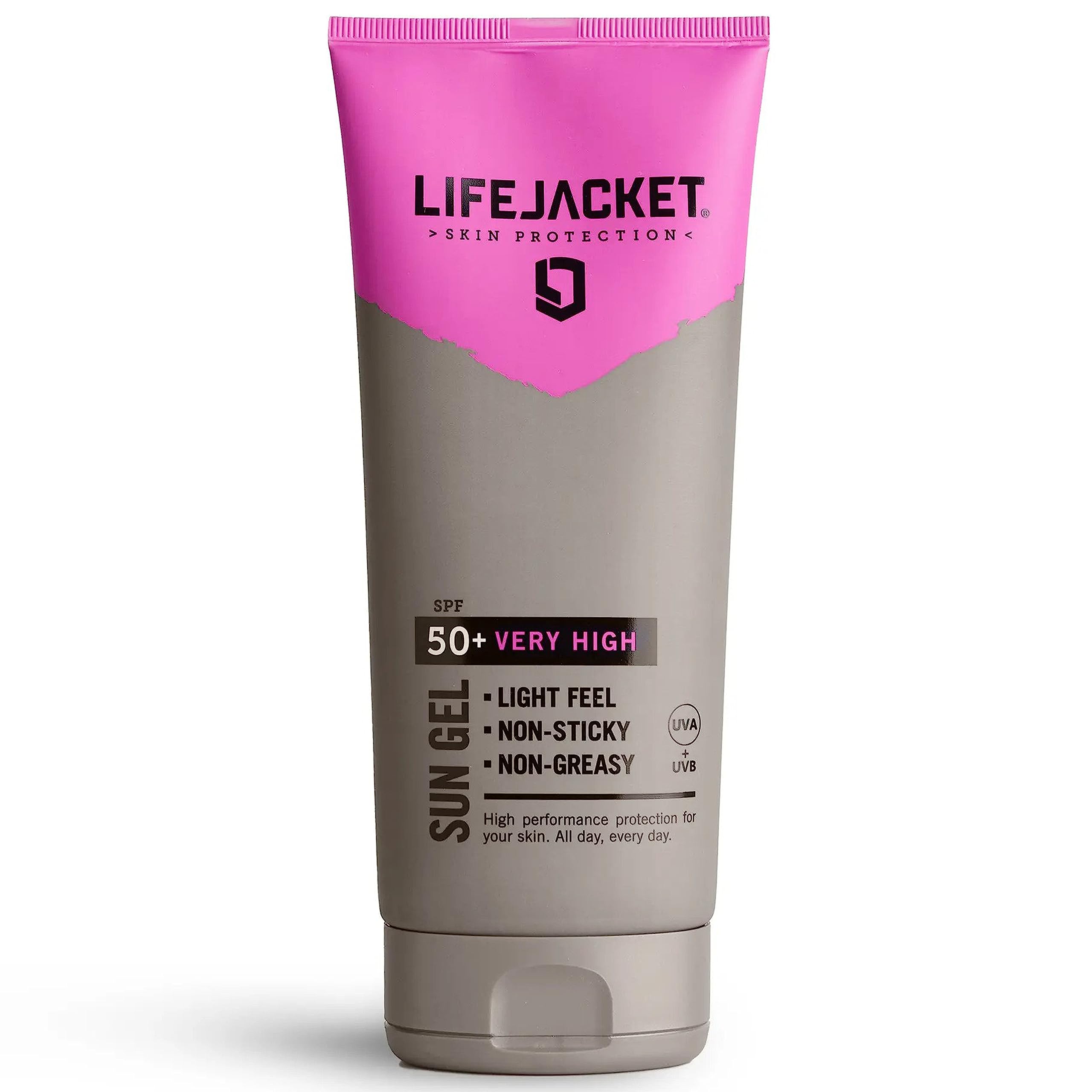 SPF 50 UVA, UVA 5* Sun Protection Gel for Face + Body. Lightweight, Non-greasy, Water resistant, Clinically Approved for Sensitive & Dry Skin. Factor 50 Sun Cream LifeJacket