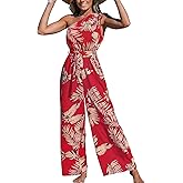 CUPSHE Women's Jumpsuits Sleeveless Floral One Shoulder Wide Leg Long Pants 2025 Trendy Travel Outfit Pocket