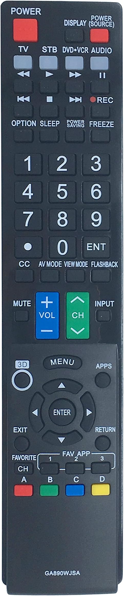 GA890WJSA Replaced Remote fit for Sharp AQUOS TVs LC42LE540U LC42LE540U LC46LE540 LC46LE540U LC46LE540U LC70C6500U LC70LE75 LC80LE642U GB118WJSA GB004WJSA GB005WJSA GB105WJSA GA935WJSAE