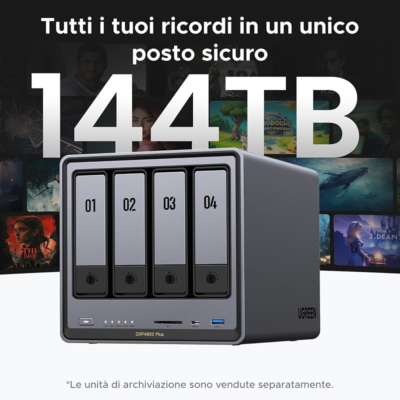 NASync DXP4800 Plus NAS 4 vani per famiglie e team (senza HDD)
