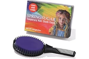 SPRINGSUGAR Purple Temporary Hair Chalk Comb, Washable Hair Color Dye for Girls Kids Adults Birthday Halloween Christmas Cosplay Festivals Hair DIY Party