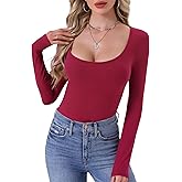 cheibear Womens Scoop Neck Shirts Long Sleeve Slim Fit Stretchy Soft Thermal Layering Base Layer Tee Undershirts