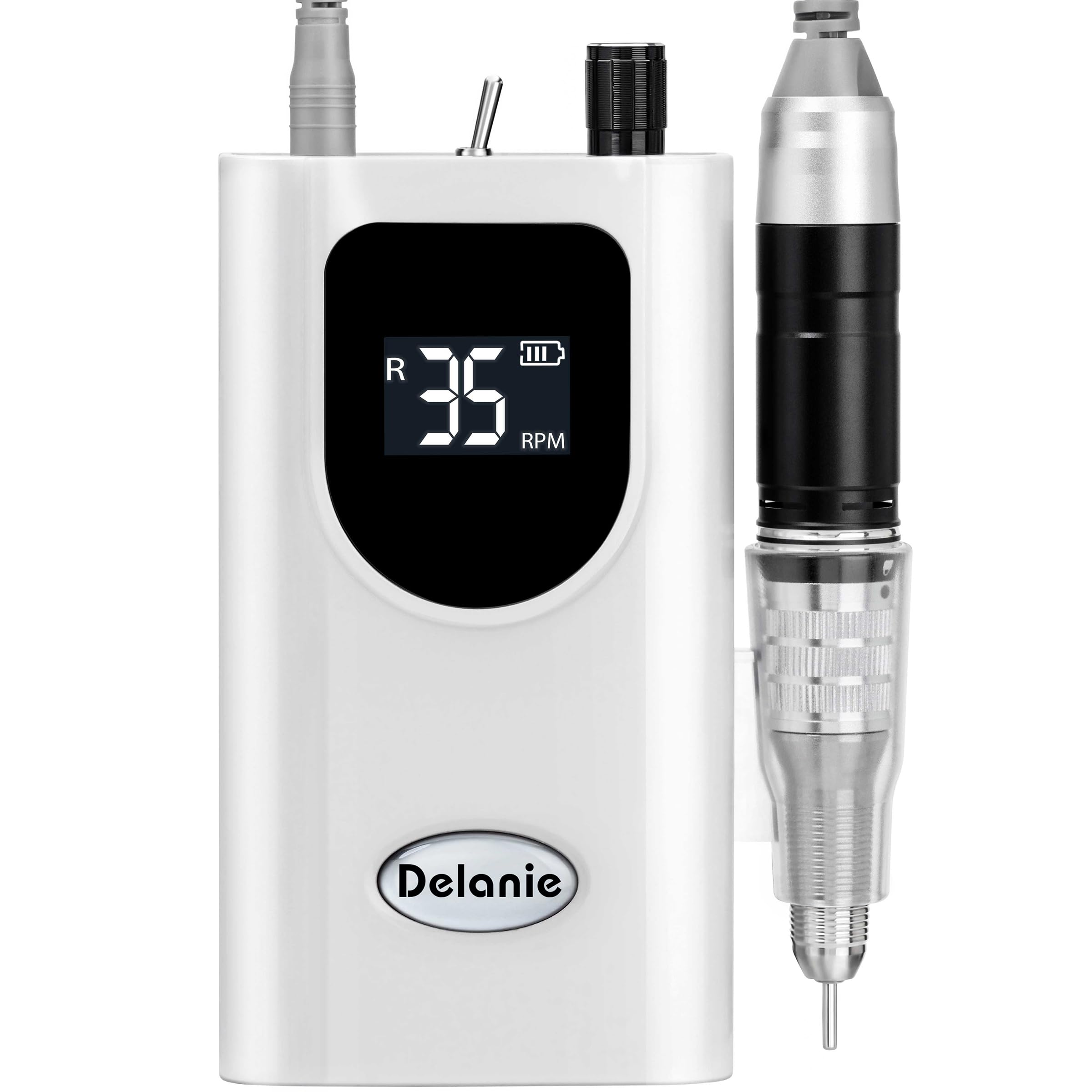 Photo 1 of Delanie Professional Portable Electric Nail Drill Machine, 35000 RPM Rechargeable Cordless Nail Filer Electric Nail File Efle for Dip Powder Acrylic Gel Nail, Salon Nail Tool, White