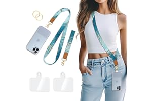 Piefly Phone Lanyard Crossbody Wrist Strap, Green Marble Cell Phone Lanyards for Around the Neck Wristlet Shoulder, Adjustable Neck Strap for Car Keys Keychain Wallet ID Badge