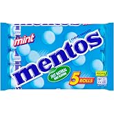 Mentos Strong Mint I 5 Rolls of Strong Mint Flavored Chewy Dragees I 187g 6.6 ounce total