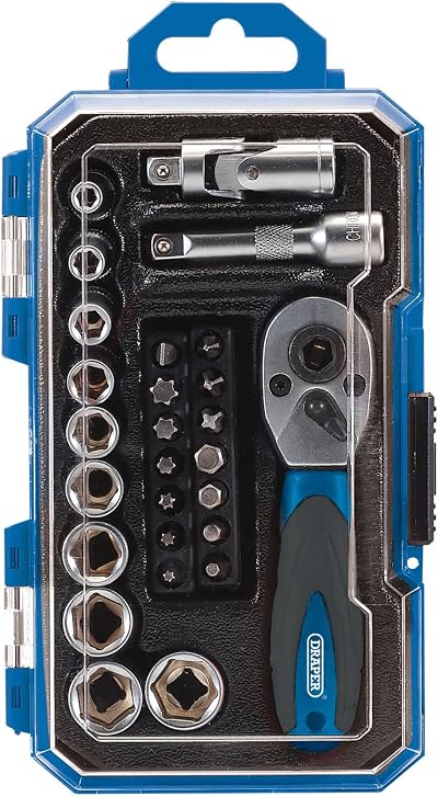 Draper 27-Piece Ratchet Metric Socket Set 1/4 in Drive | 72-Tooth