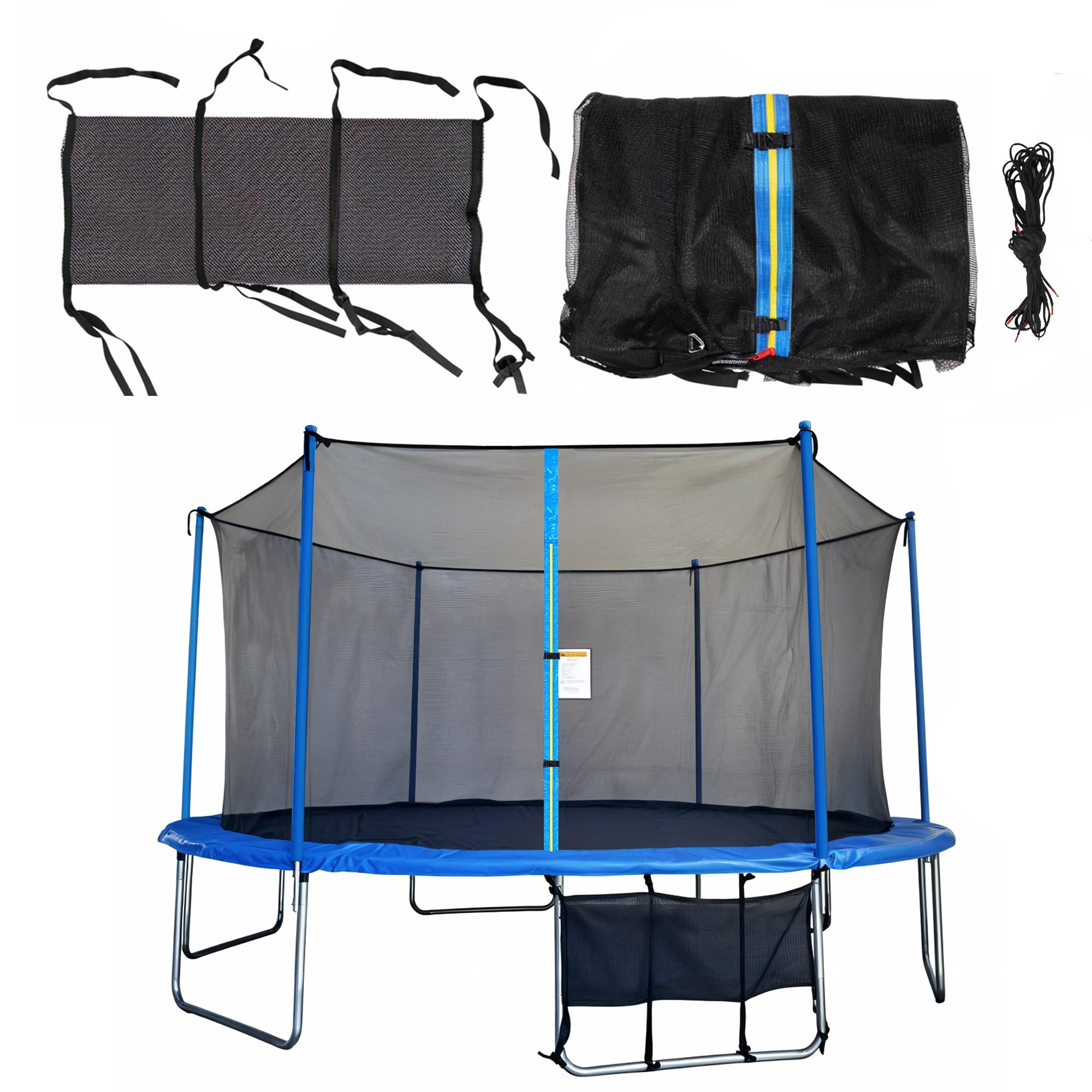Photo 1 of Trampoline Net Replacement for 6 Straight Poles - 14FT Round Frame Safety Nets - Weather-Resistant Trampoline Netting Replacement with Adjustable Straps (Net Only) (14FT Frame)