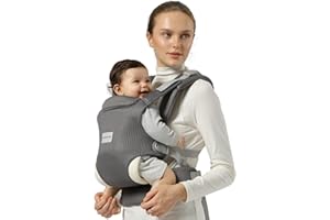 MISSWISDOM Baby Carrier Newborn to Toddler, Easy Adjustable Toddler Carrier for 7-30lbs, Baby Holder Wrap Carrier, Breathable Mesh Fabric Infant Kangaroo Hip Carriers with Lumbar Support, Grey