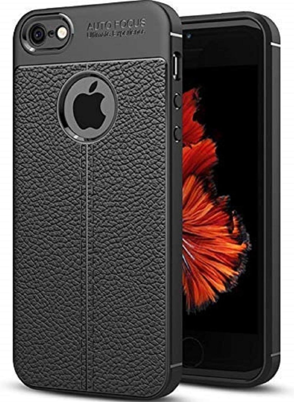 Jotech® Leather Textured Autofocus Soft Back Case Cover for Apple iPhone 6/6S (Black)