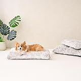 EHEYCIGA Fluffy Dog Crate Bed Medium Calming Anti Anxiety Mat Brown 75x50x7.5cm view 8