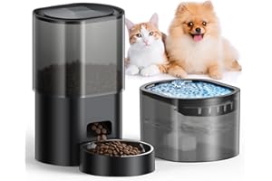 EVOLIQ Automatic Cat Feeder and Water Fountain 5G WiFi Cat Food Dispensers, APP Remote Control, Programmable Timed Feeding,Dry Food Smart Feeder 10s Voice Recorder 1-10 Meals/Day for Cats Small Dogs