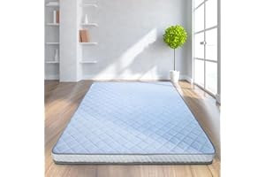 Aircliff Japanese Floor Mattress Futon Mattress, Full Size Quilted Bed Mattress Topper, Foldable & Portable Tatami Mat Sleeping Pad, Roll Up Floor Lounger Guest Bed for Camping Couch