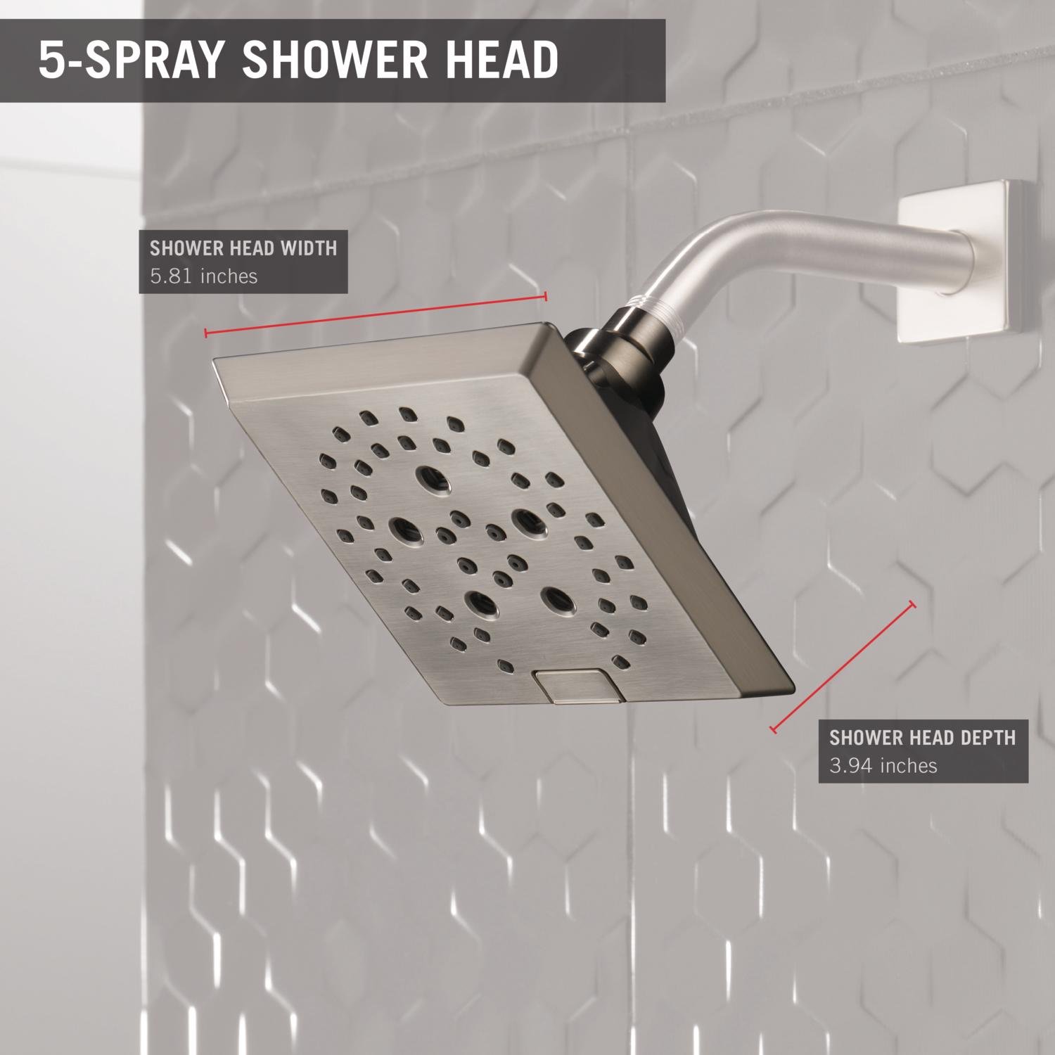 Delta 52664SS 5Setting Raincan Shower head, Stainless