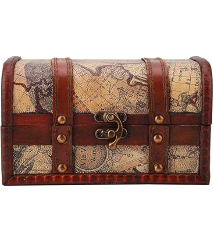 Coffret Pirate En Bois – Boîte à Bijoux Avec écrin Feutré – Petit écrin Vintage