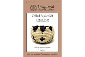 Traditional Craft Kits Coiled Basket Weaving Kit (Three-Rod, Expanded Version) - Weave Kit for Kids and Adults Complete with Basket Weaving Supplies and Instructional Booklets