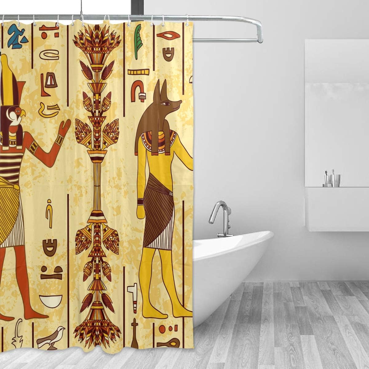 Emoya Shower Curtain Ethnic Tribal Folk Art Forms Bath Curtain Bathroom Curtains Water Resistant Anti-mold Polyester Fabric Home Decor with Hooks,150x180cm