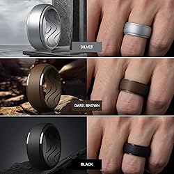 Egnaro Men's Silicone Rings 10mm Wide 2.5mm