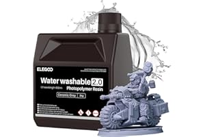 ELEGOO Water Washable 3D Printer Resin 2.0, 405nm UV-Curing 3D Resin with Lower Viscosity, Higher Toughness, Compatible with Saturn Mars Jupiter MSLA DLP LCD 3D Printers, Ceramic Grey 2000g