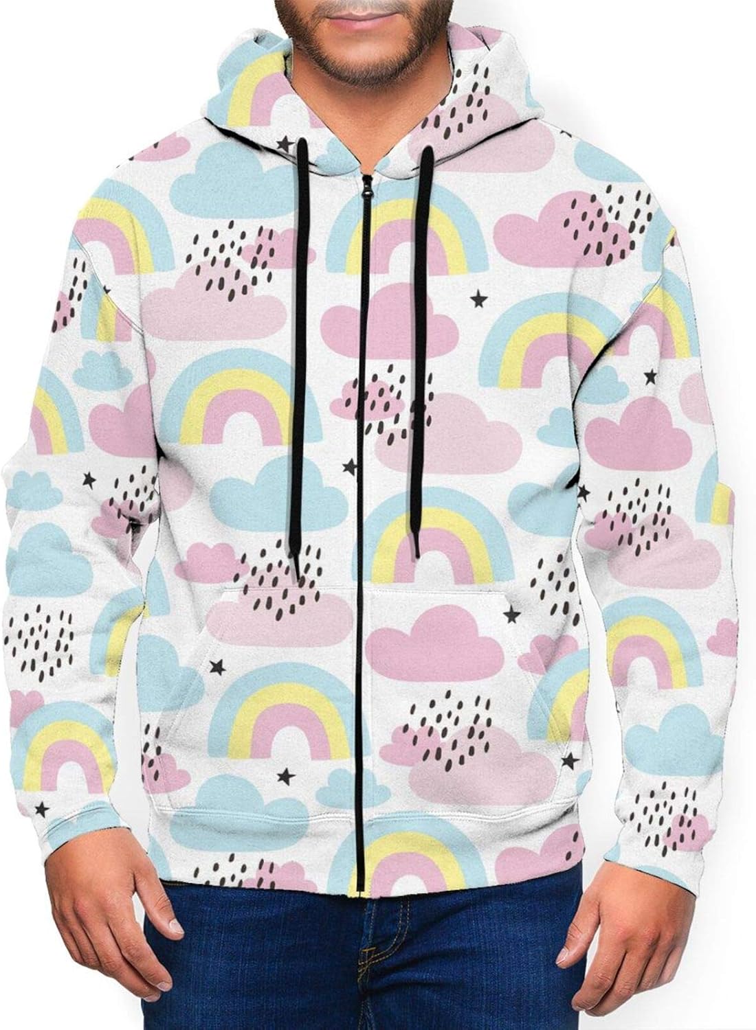 CDMT-XU1 Sudaderas Con Capucha Para Hombre Con Arcoíris Y Nubes