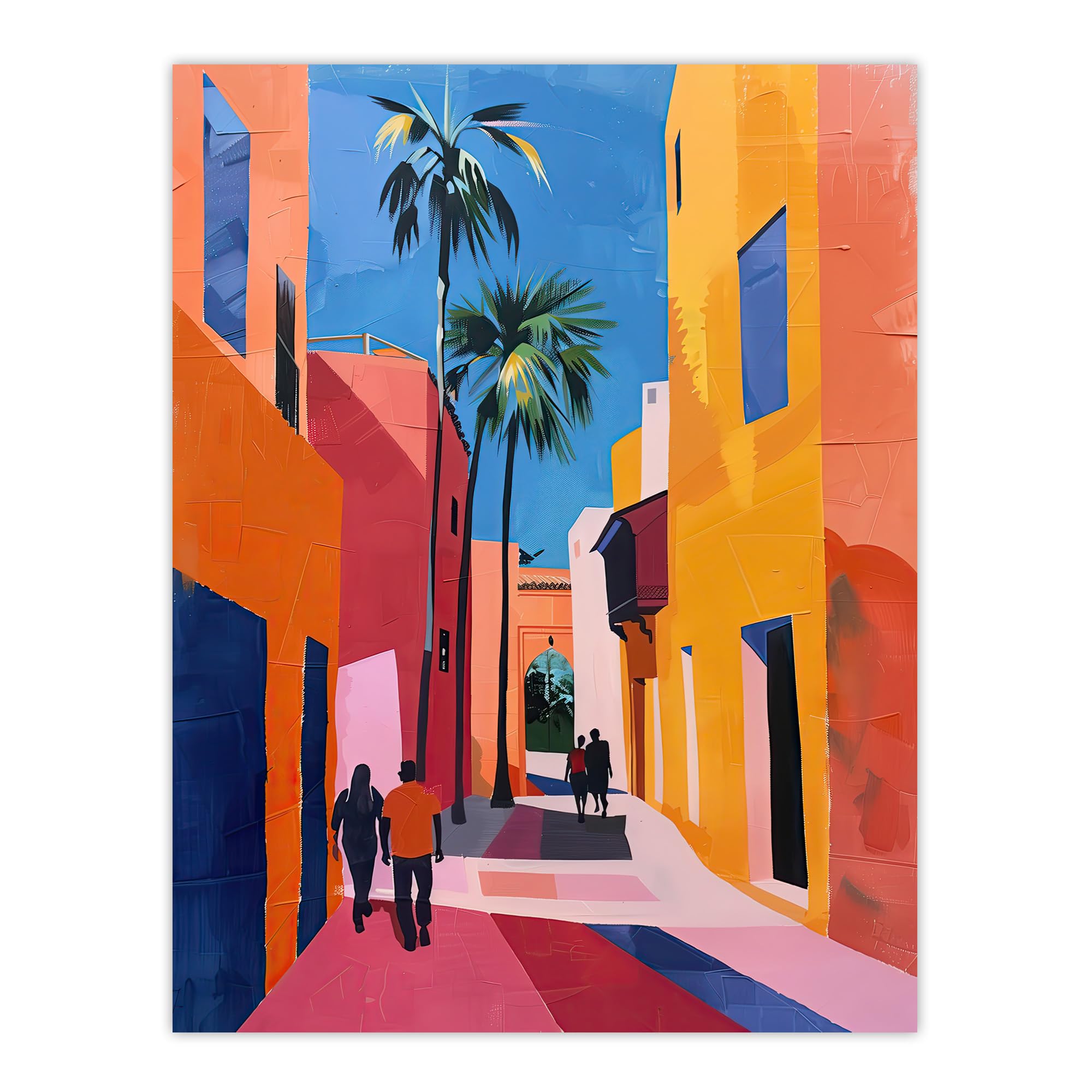 Artery8 Vibrant Casablanca Street African Architecture Living Room Extra Large XL Wall Art Poster Print