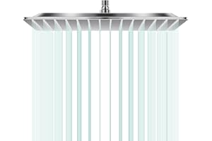 AULEEND Square Shower head, High Flow Stainless Steel Square Rainfall Shower Head, High Pressure Design Even at Low Water Flow (A02 Chrome, 16 Inch)