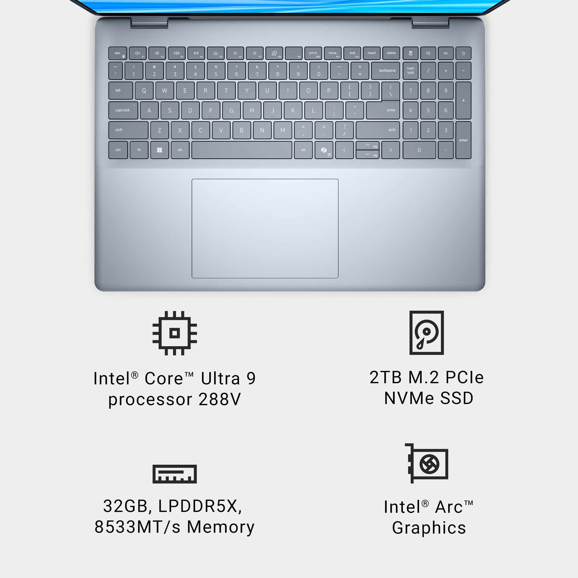 Dell 16 Plus Laptop DB16250-16.0-inch 16:10 2.5K (2560x1600) Display, Intel Core Ultra 9 288V, 32GB LPDDR5X Memory, 2TB SSD, Intel Arc Graphics, Backlit Copilot Key Keyboard - Previously Inspiron