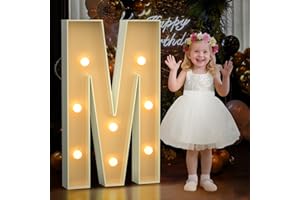Mixifox 3FT Marquee Letters M, Large Light Up Letters 3 Feet Tall with Lights, Big Baby Letter for Baby Shower, Wedding, Engagement, Graduation, Birthday Party Decorations, Pre-Cut Foam Board Kit